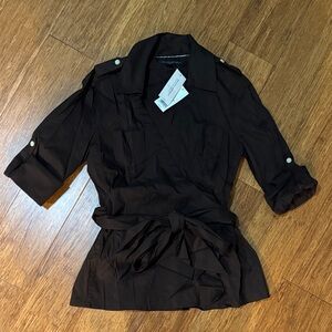 Banana Republic Dark Brown Wrap Top